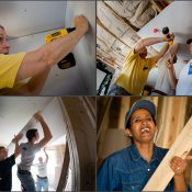 Employees of General Dynamics contributing their time, skills and energy to Habitat for Humanity. Fairfax, VA.
